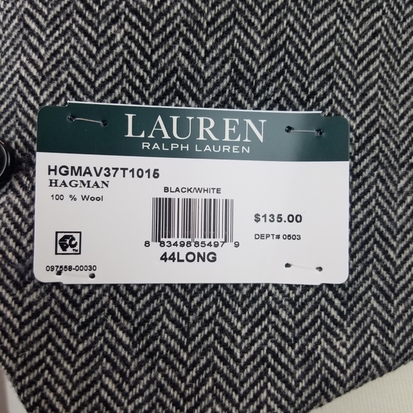 NWT LAUREN by Ralph Lauren Men's Herringbone Vest - Picture 3 of 4